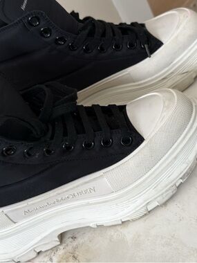 Alexander McQueen Black and White Platform High-Top Sneakers